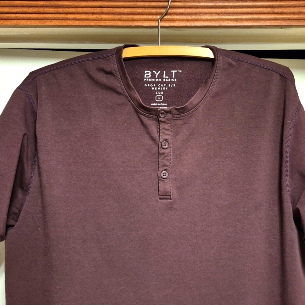 BYLT Premium Basics Men's Henley Shirt - Maroon